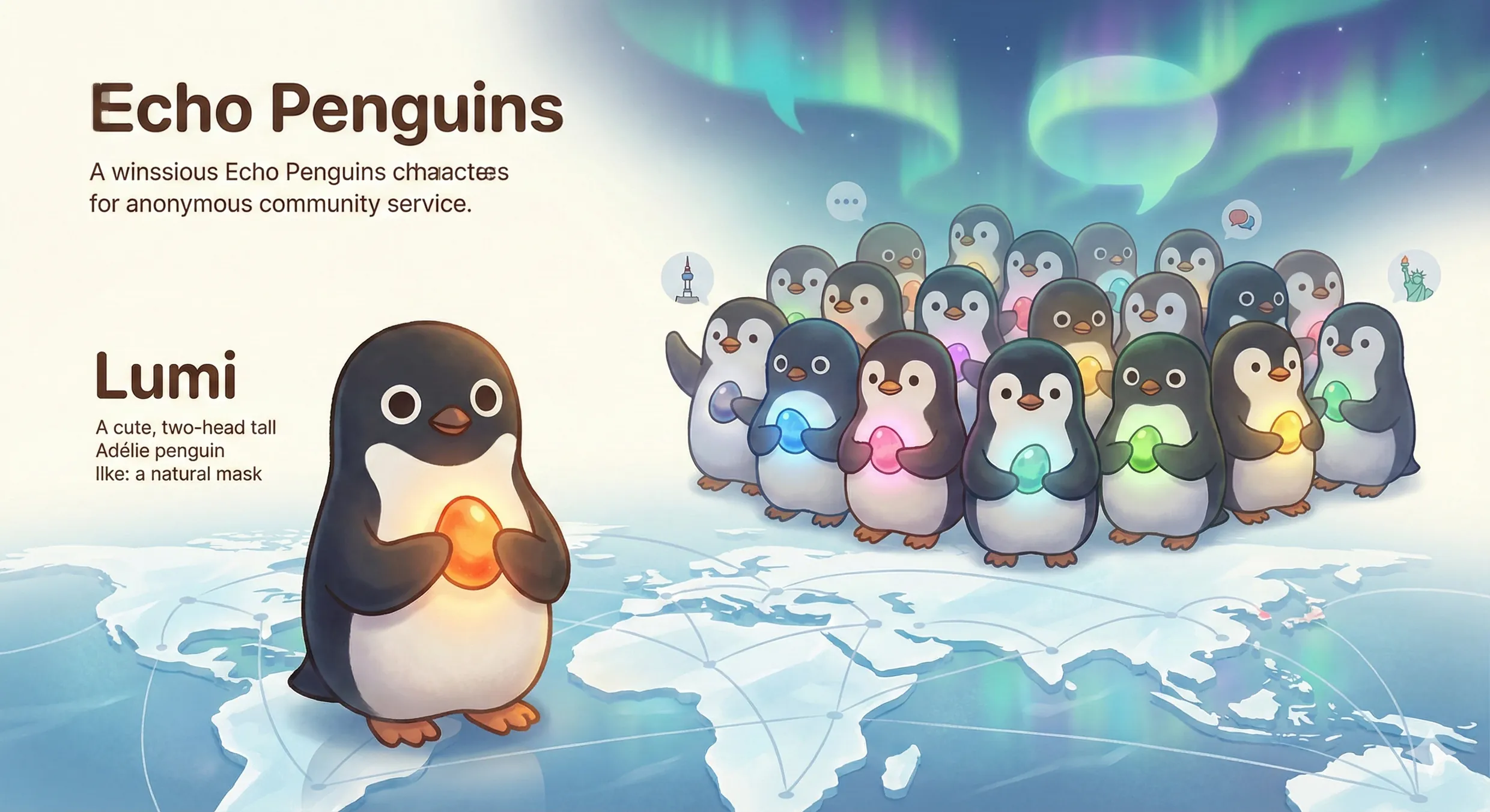 에코 펭귄 루미 - linglow 마스코트 캐릭터